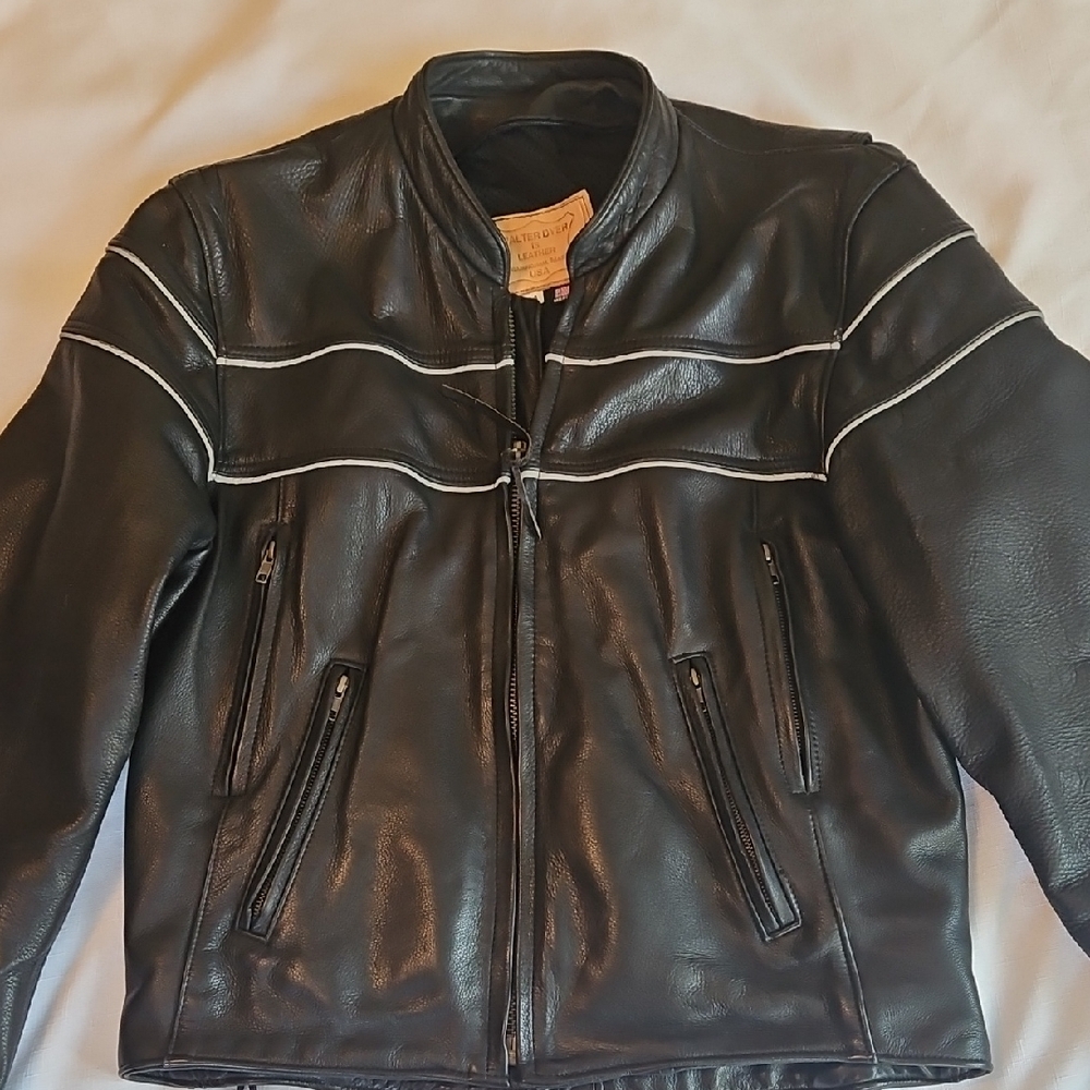 Walter Dyer Is Leather Vintage Mens 44 Classic Cafe Racer Style Black Jacket